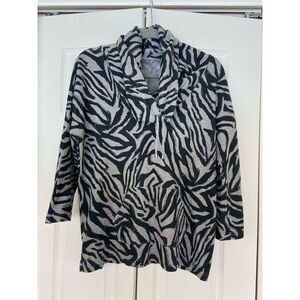 Style & Co. Sport Women's Gray Cowl Neck Animal Print Sweater M